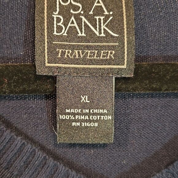 Jos A Bank traveler navy blue v neck sweater size XL - Picture 4 of 7